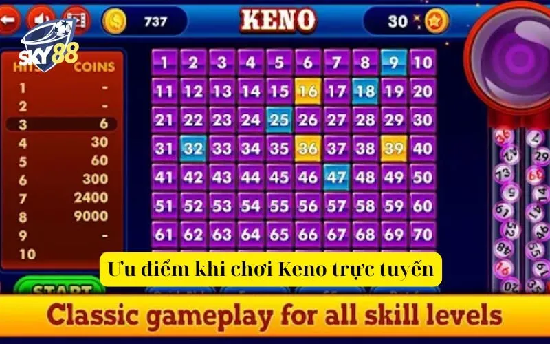 Ưu điểm khi chơi Keno trực tuyến